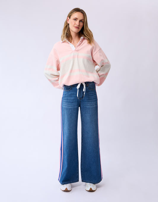 LILY WIDE PINK STRIPE - HIGH RISE JEAN 32"