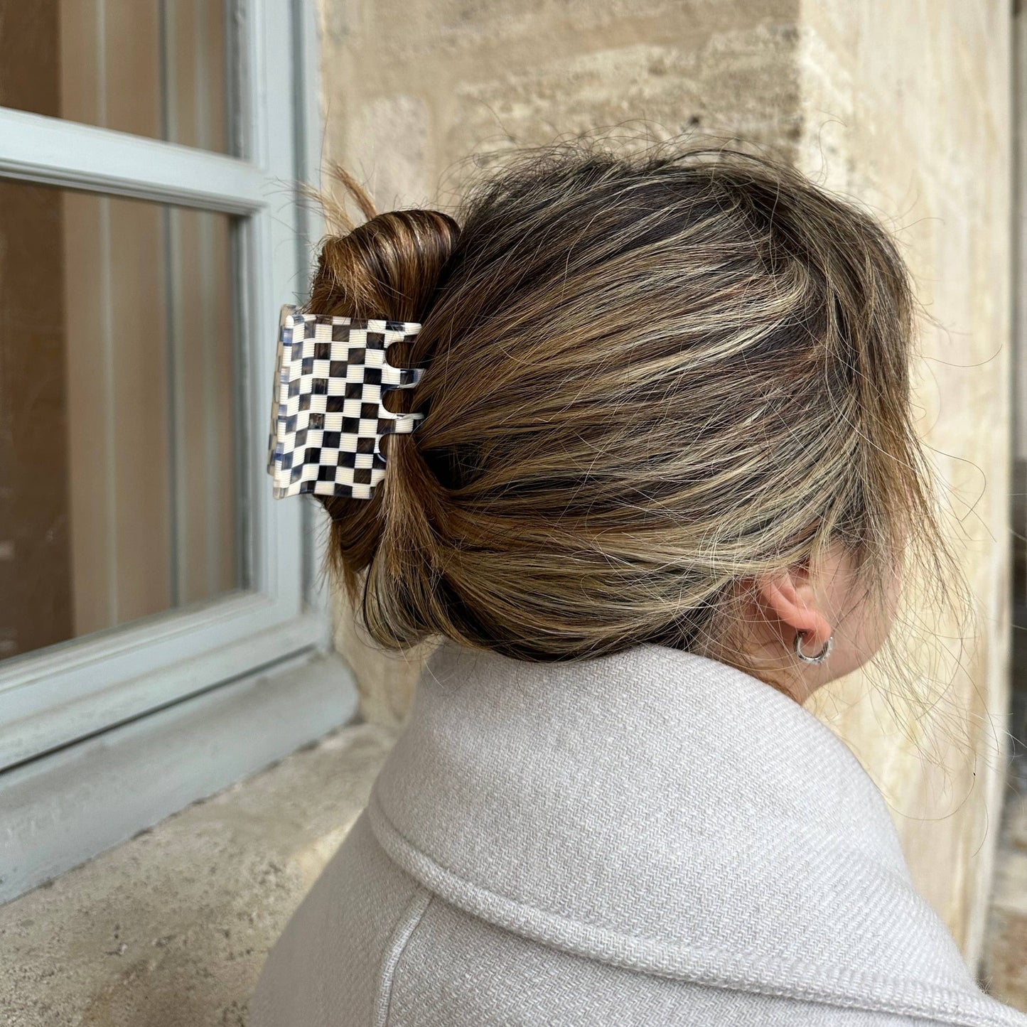Chunky Claw Clip | Eco-Friendly: Blue Check