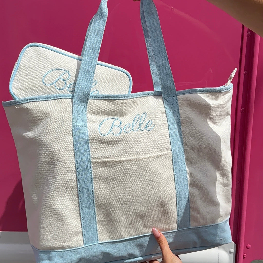 Belle Embroidered Boat Tote