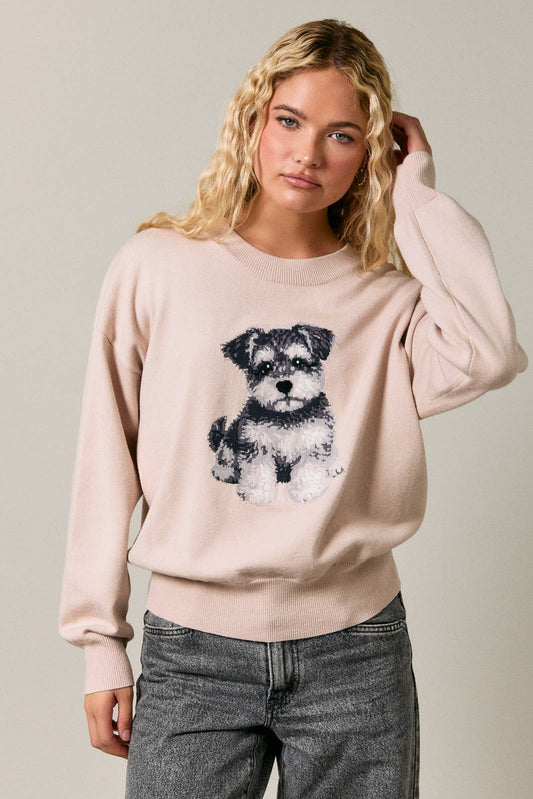 'Schnauzer' PUPPY LONG SLEEVE CREW NECK SWEATER