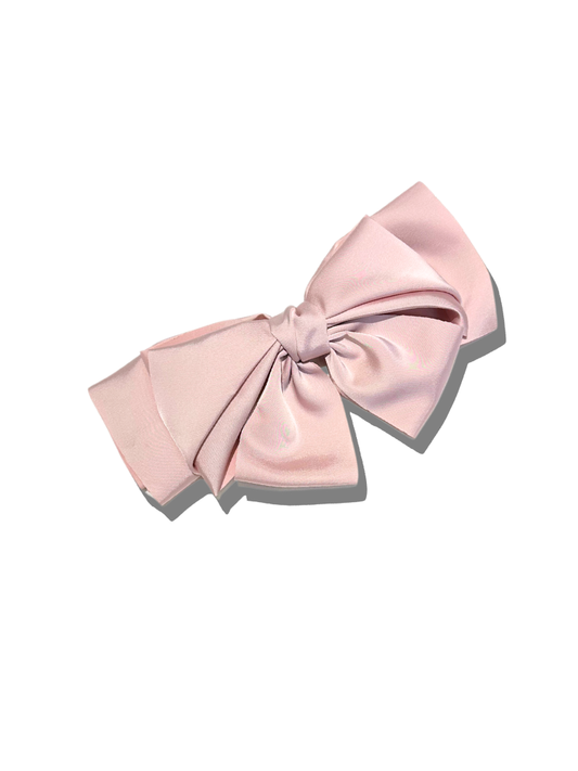 Handmade Pink Satin Bow Hair Clip