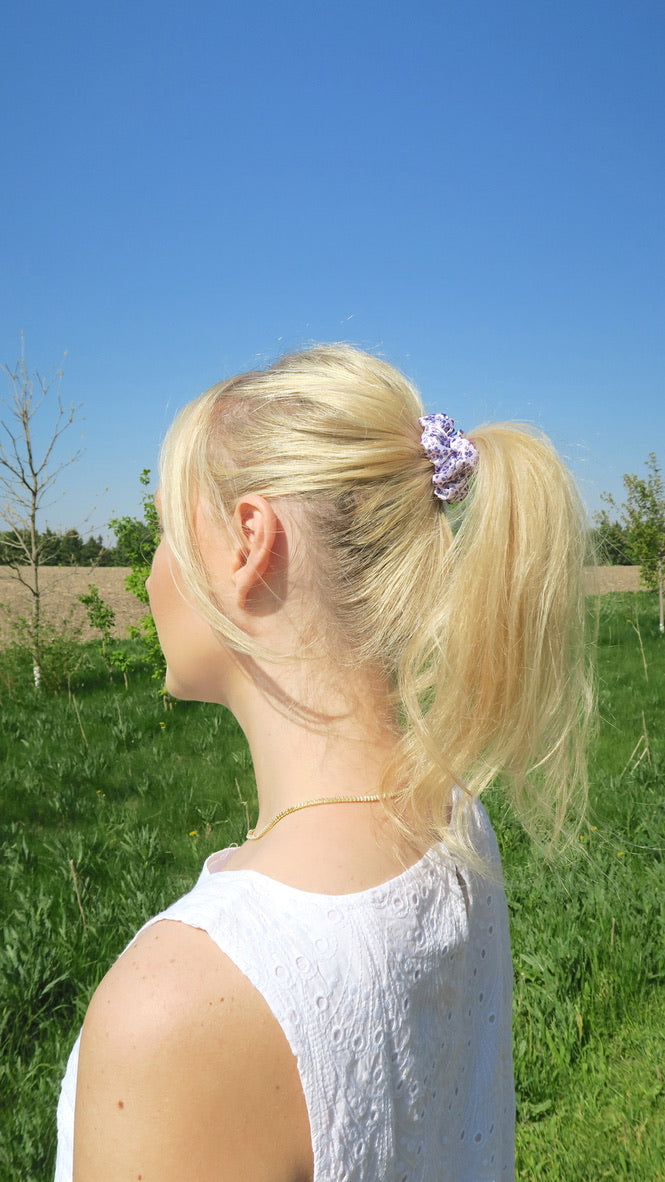 Lavender Bloom Silk Skinny Scrunchie
