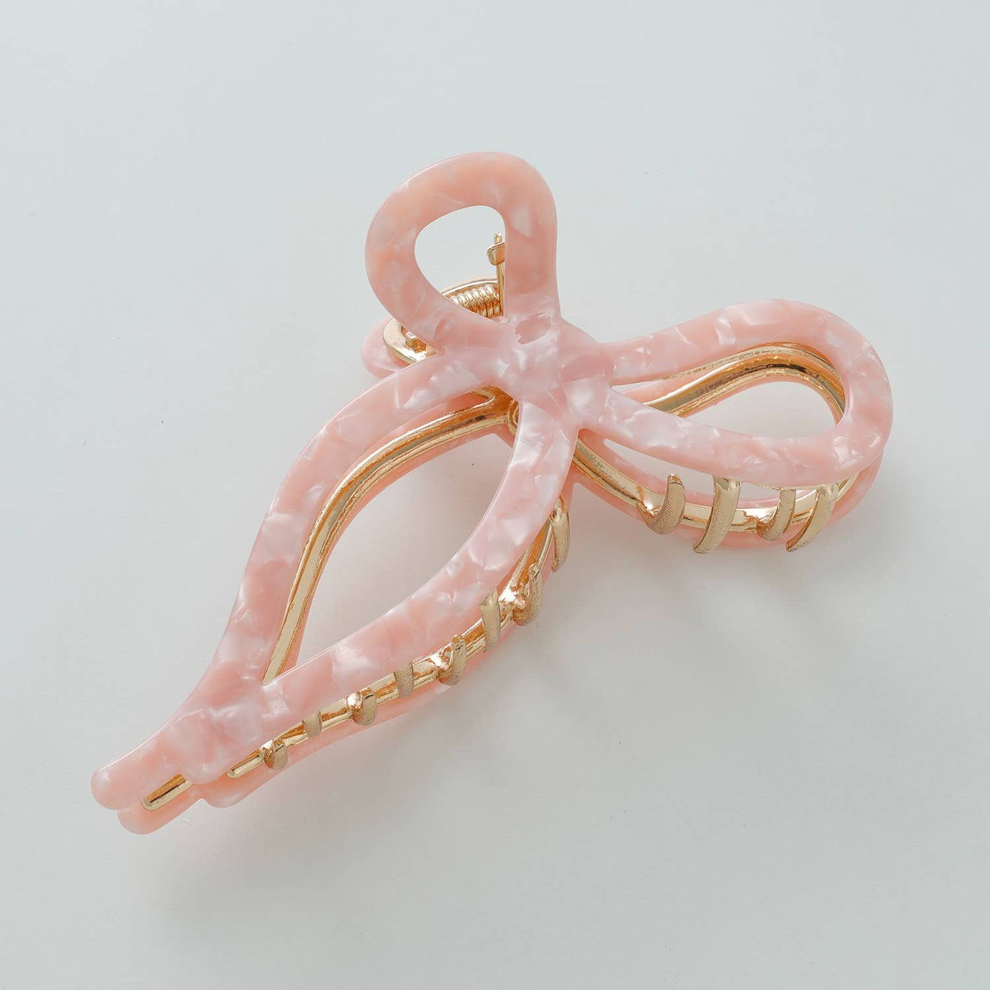Sabrina Rosé | Large Ribbon Metal Bow Claw Clip