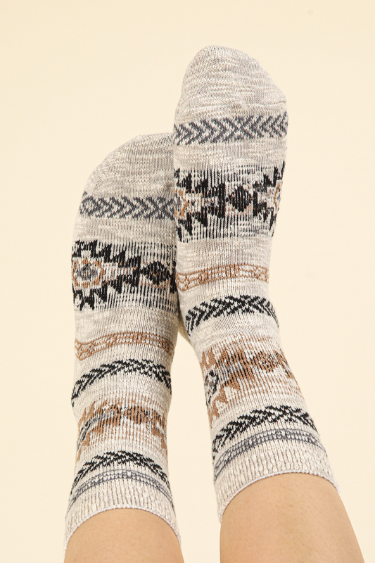 Teddy Aztec Print Socks