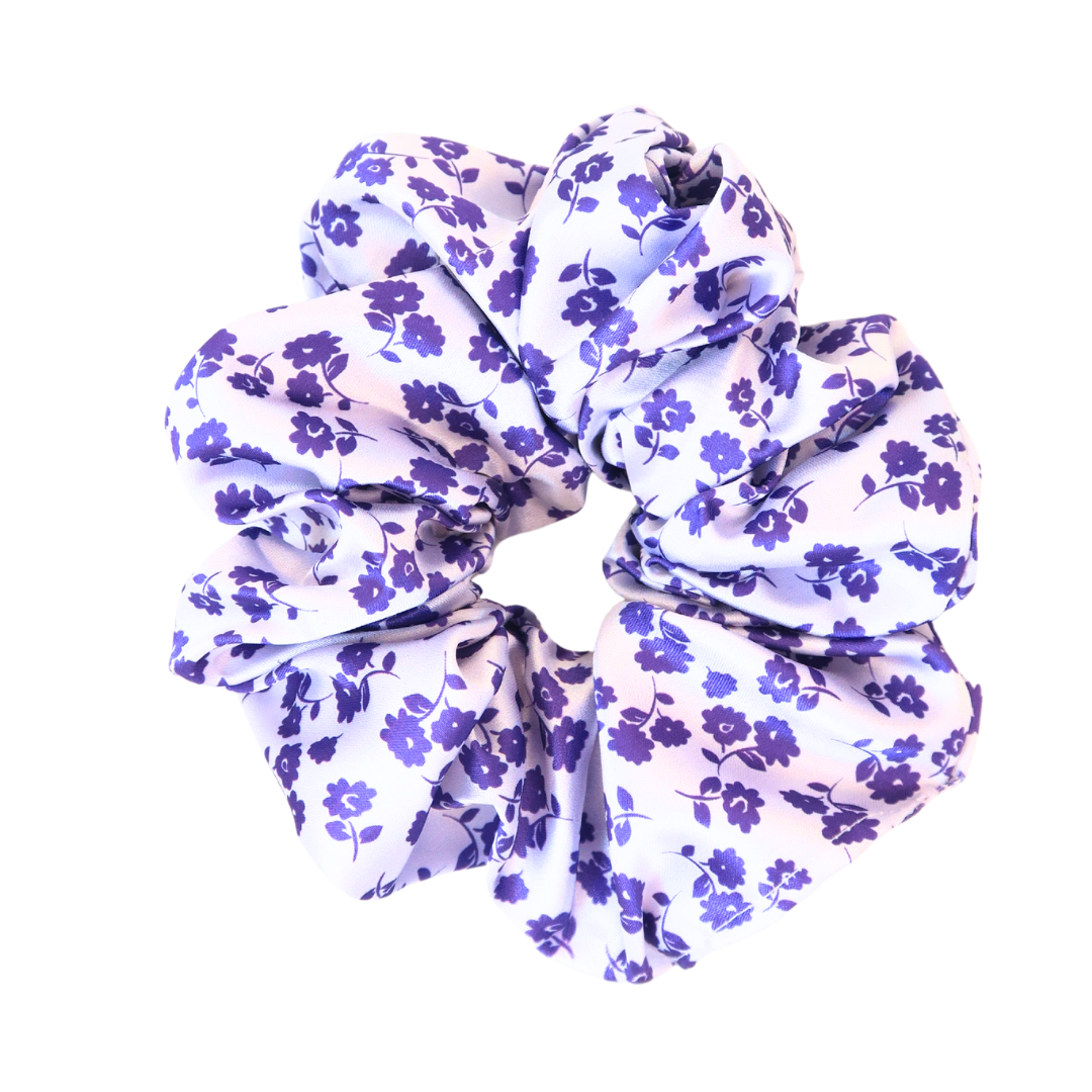 Lavender Bloom Printed Silk Scrunchie
