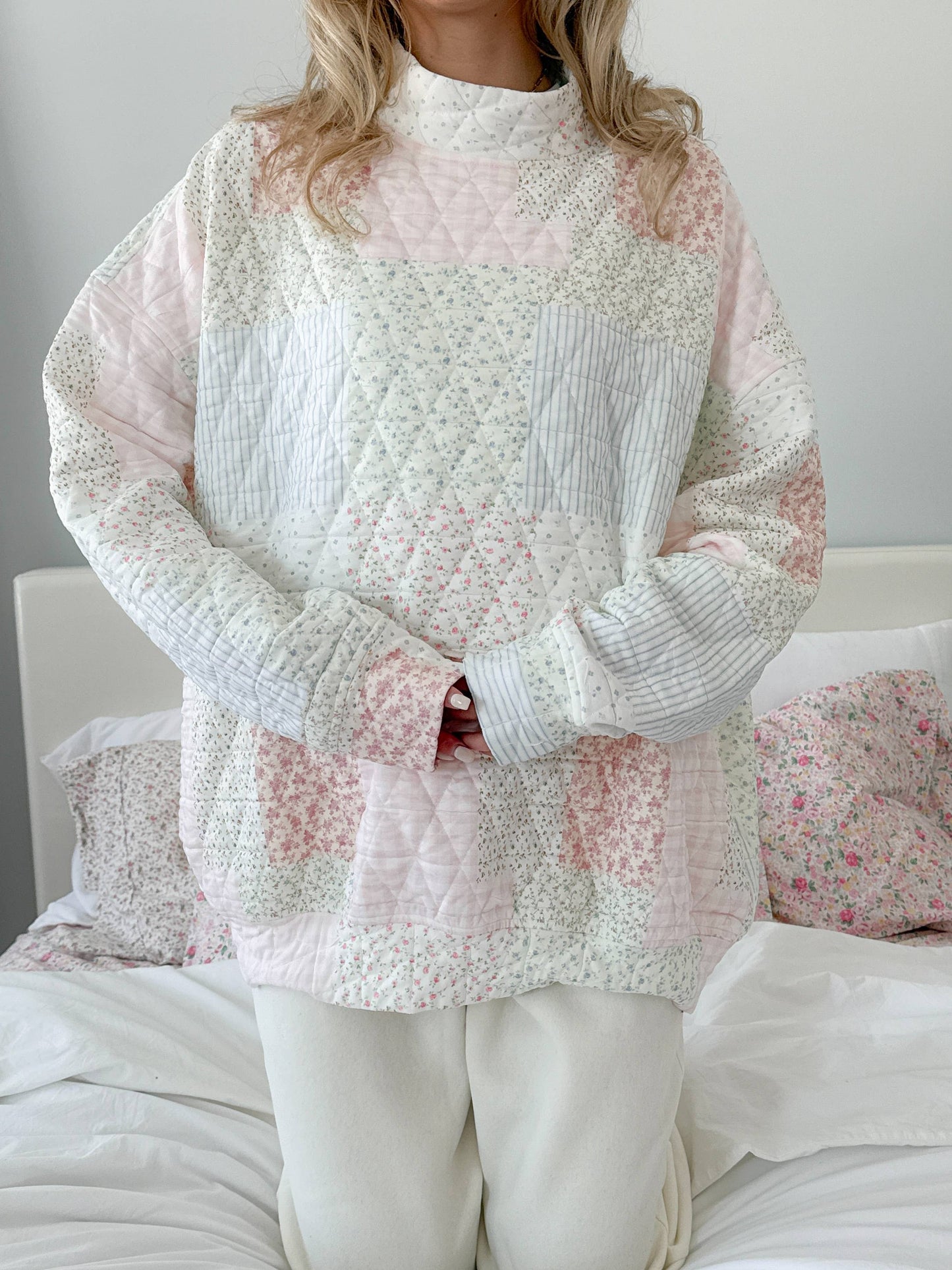 NEW!! Quilted Pastel Mockneck Sweatshirt