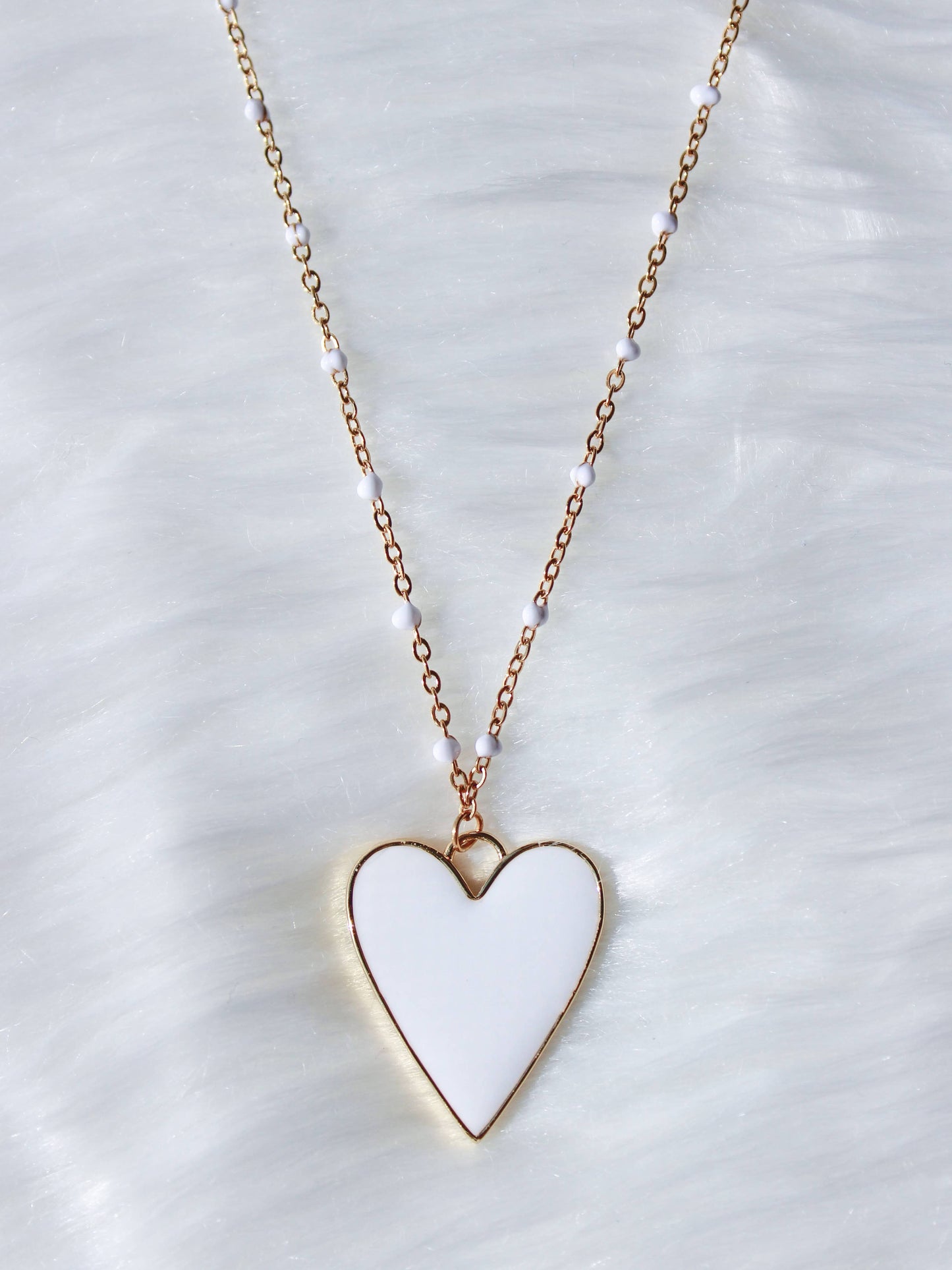 Pour Your Heart Out- White Enamel Dotted Necklace