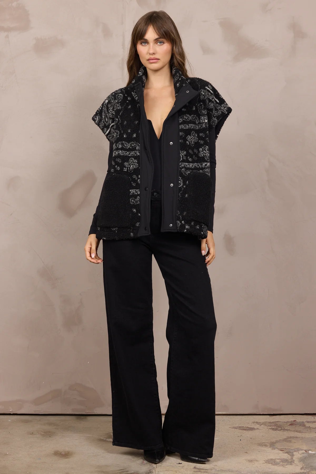 Stella Paisley Print Sherpa Vest