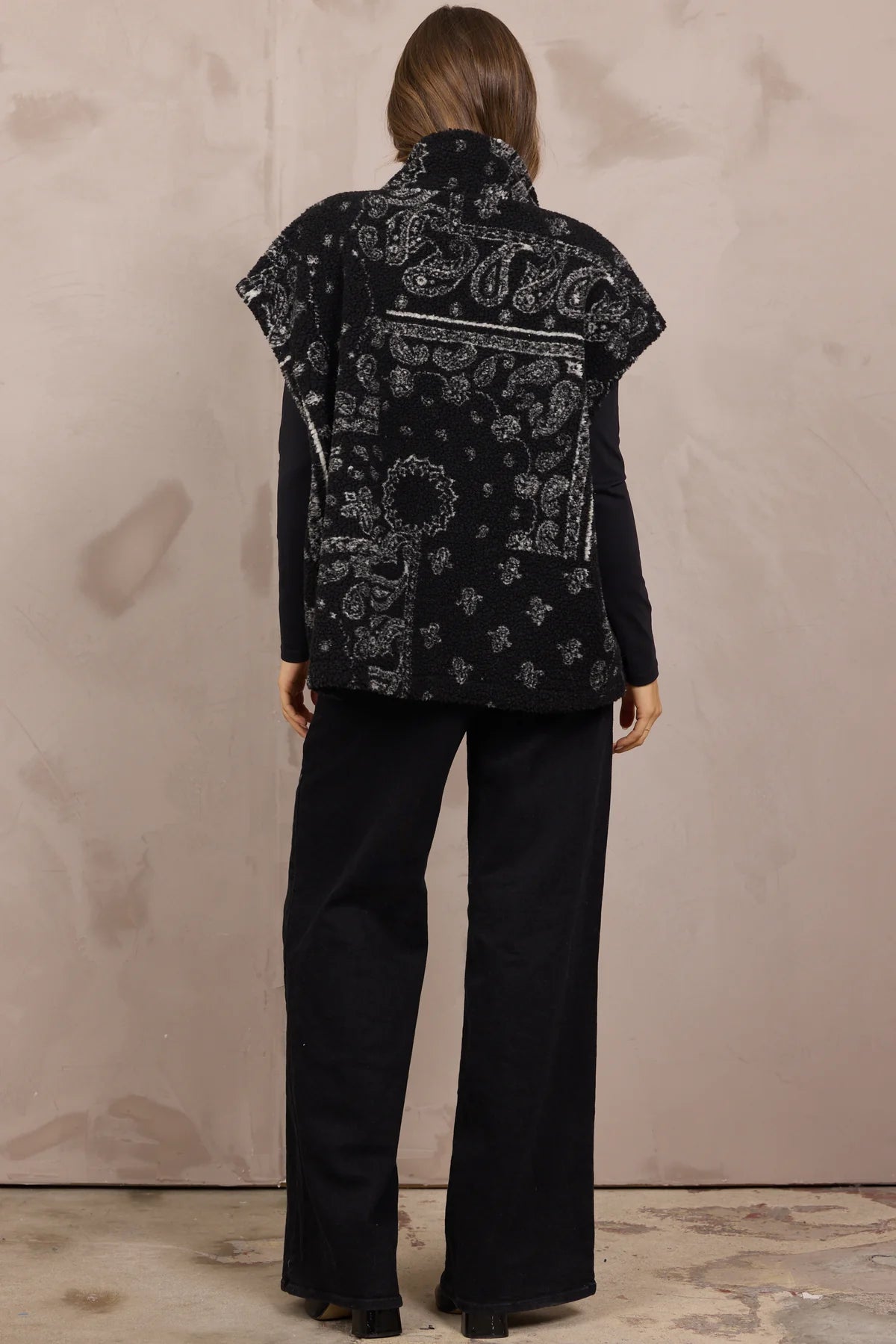 Stella Paisley Print Sherpa Vest