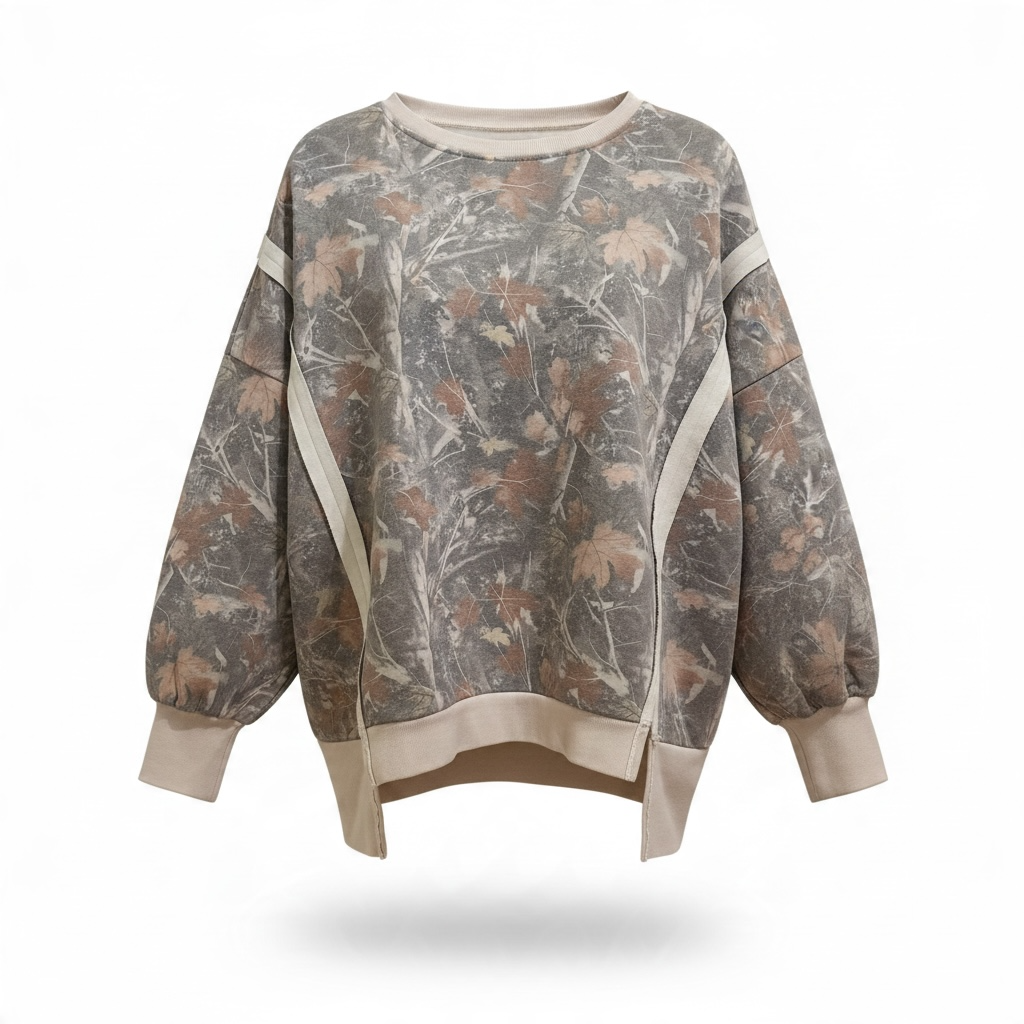 Woodland Camo Reversed Seams Crewneck