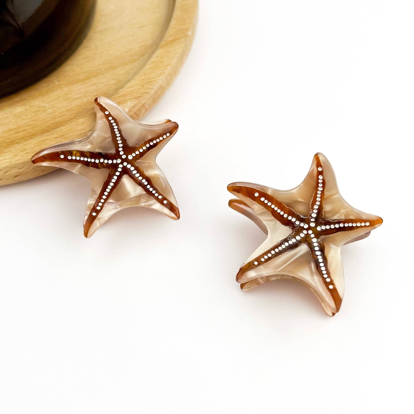 Starfish Hair Clip, Acetate Claw Clip: Beige-Small
