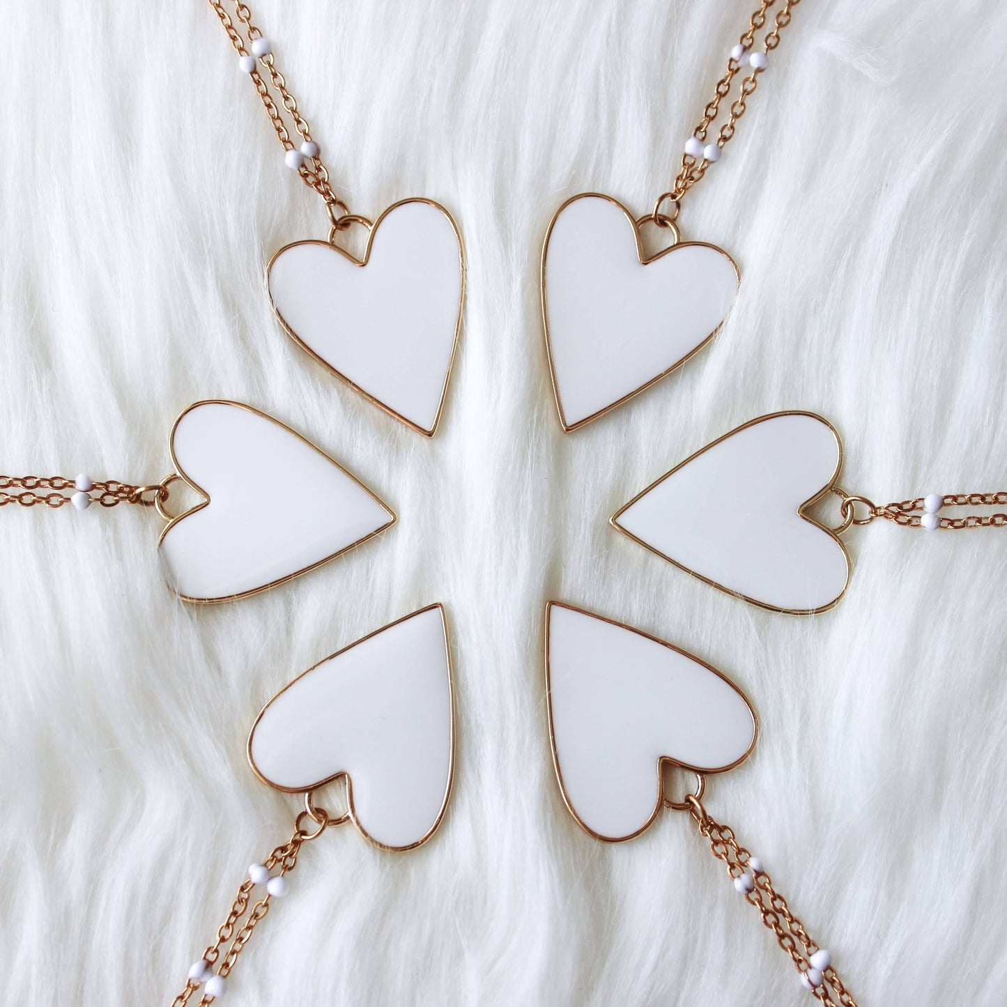 Pour Your Heart Out- White Enamel Dotted Necklace