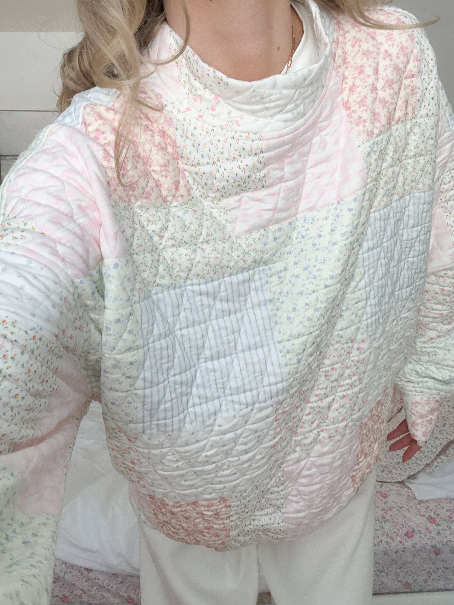 NEW!! Quilted Pastel Mockneck Sweatshirt