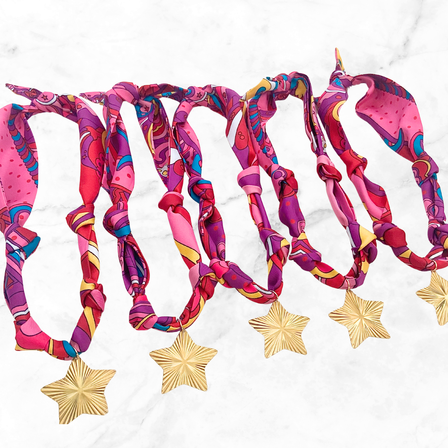 Pink Starfruit Scarf Necklace