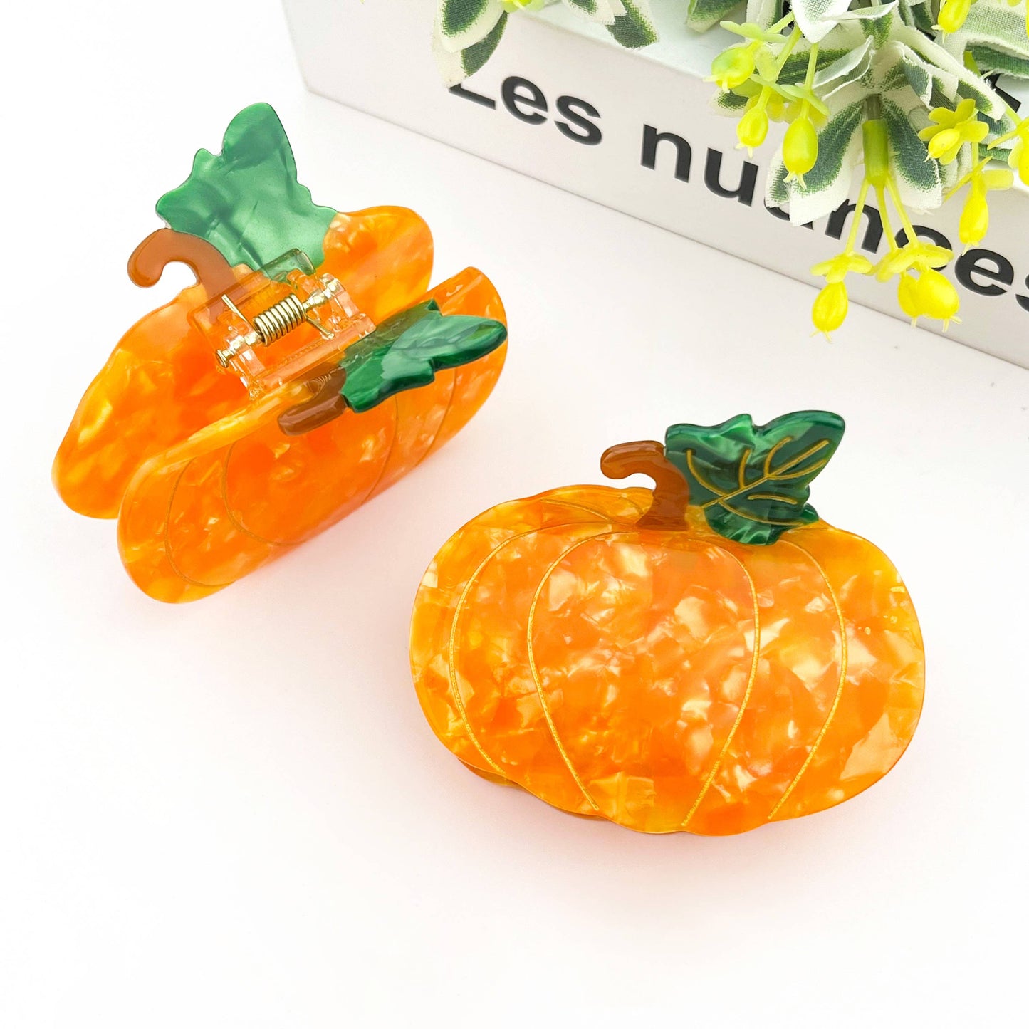 Orange Pumpkin Hair Claw Clip