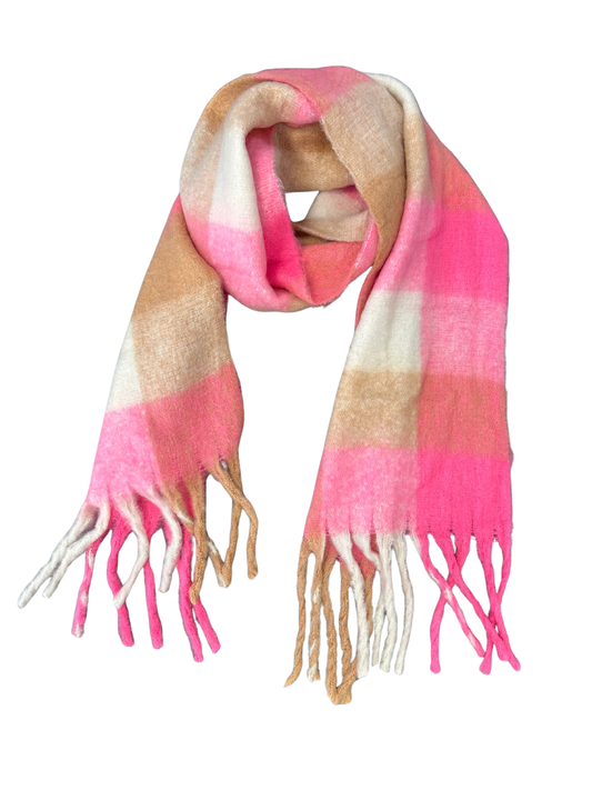 Ella Blanket Scarf- Bubblegum Plaid