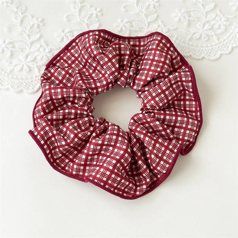 Red Plaid & Bows Scrunchies Set