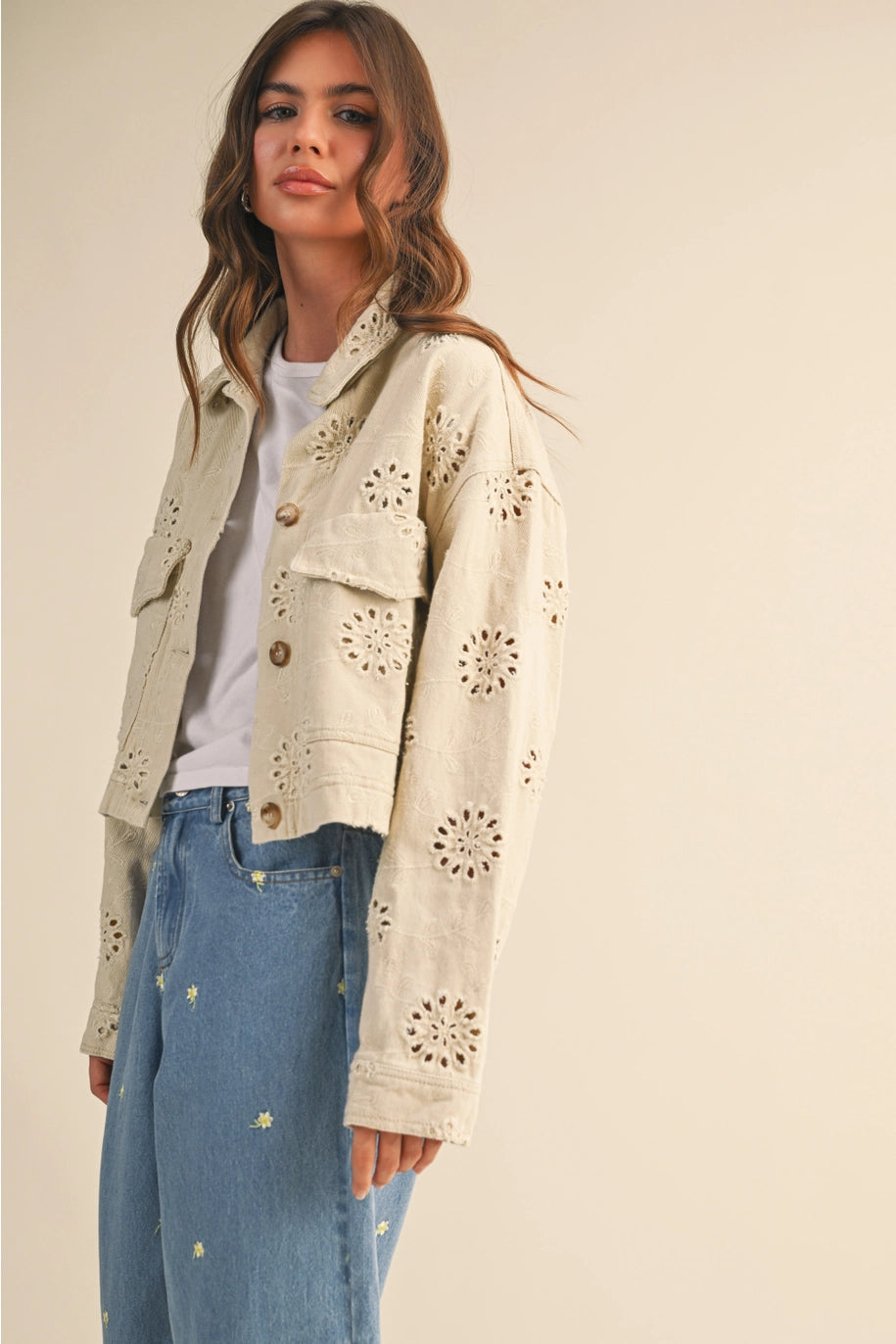 Sunny Eyelet Trucker Jacket