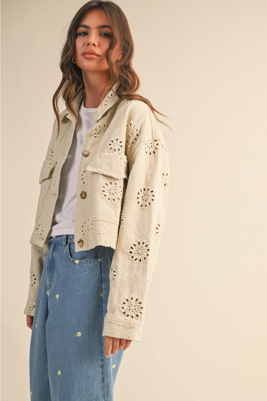 Sunny Eyelet Trucker Jacket