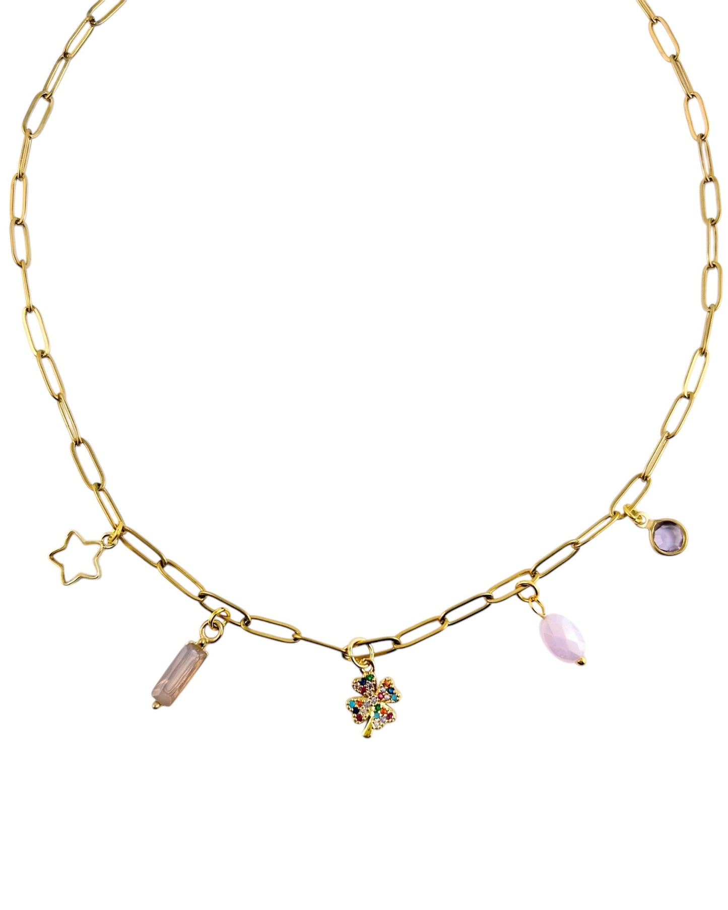 Four Leaf Clover Charm Necklace - Gold