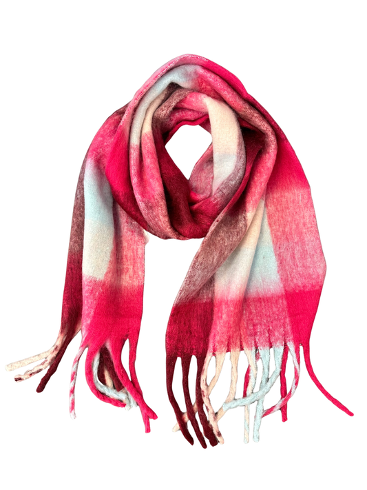 Ella Blanket Scarf- Raspberry Plaid
