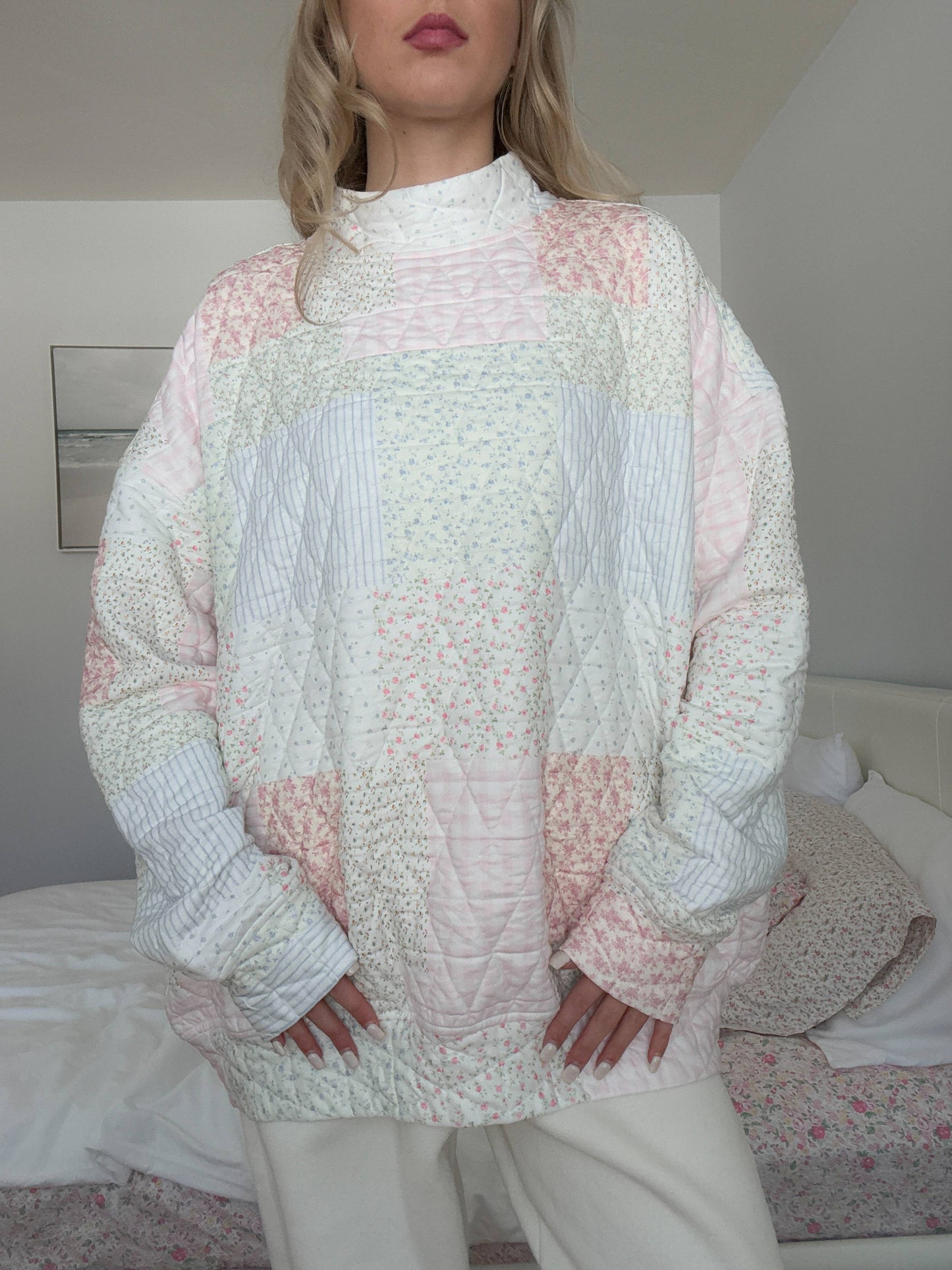 NEW!! Quilted Pastel Mockneck Sweatshirt