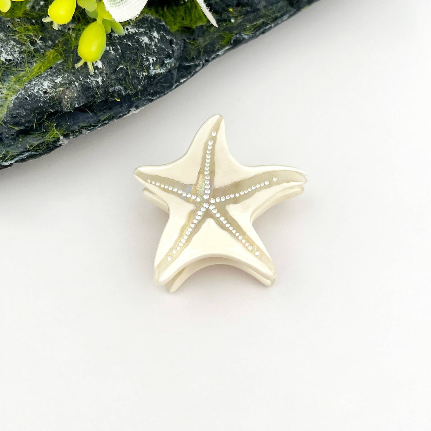 Starfish Hair Clip, Acetate Claw Clip: Beige-Small
