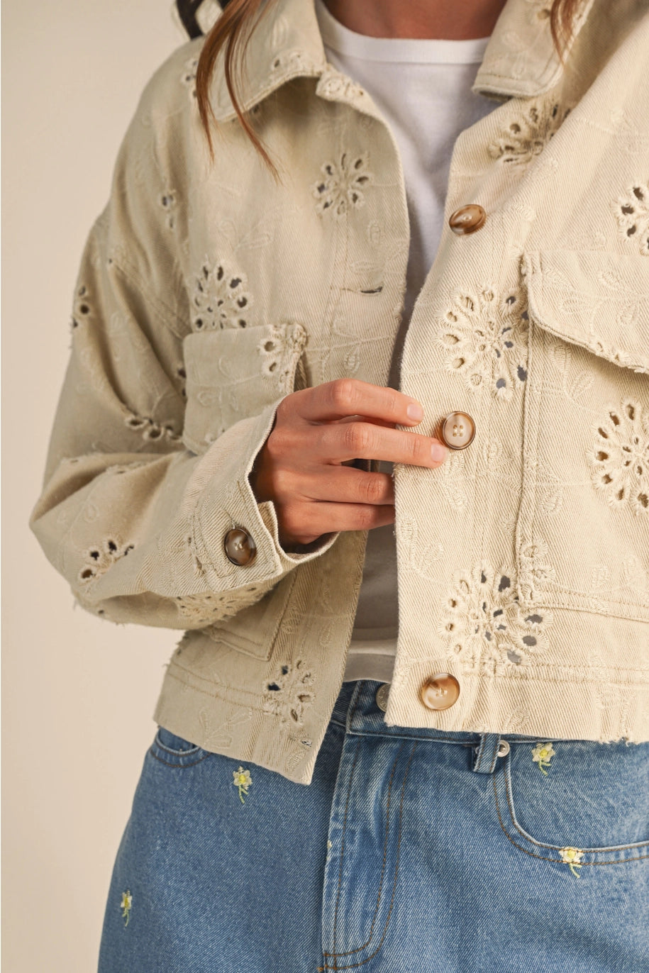 Sunny Eyelet Trucker Jacket