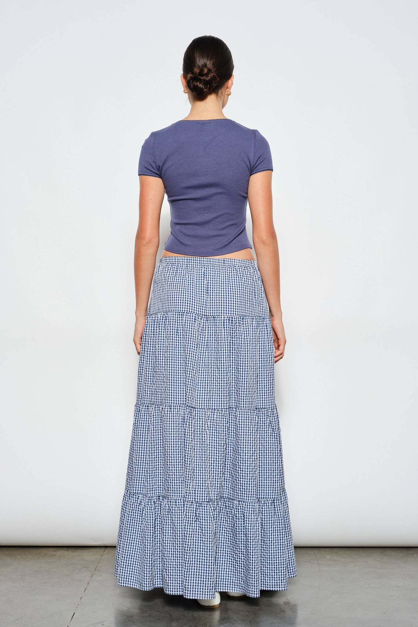 PAYDEN GINGHAM TIERED MAXI SKIRT