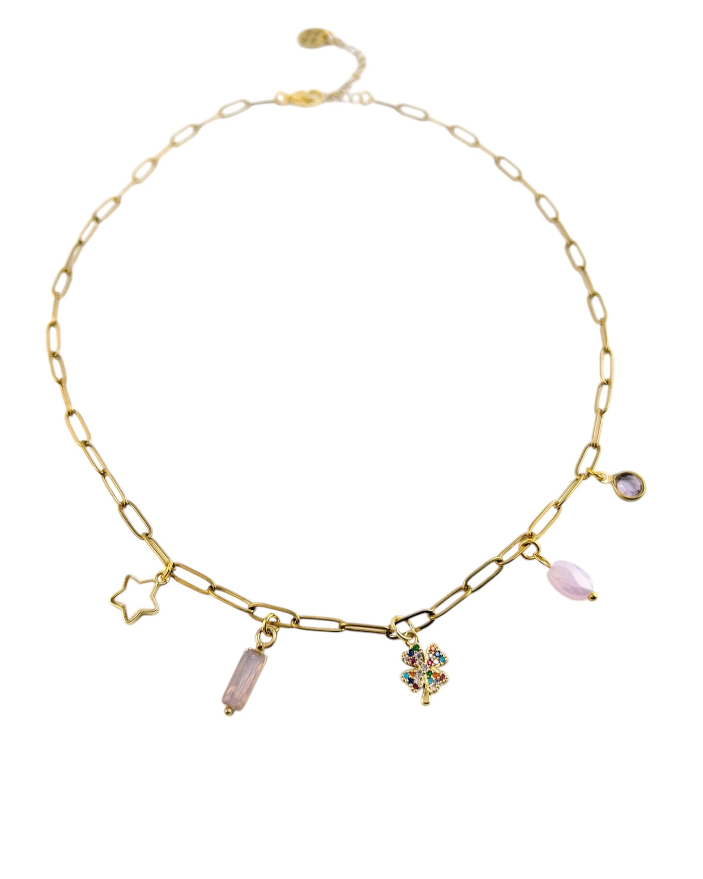 Four Leaf Clover Charm Necklace - Gold