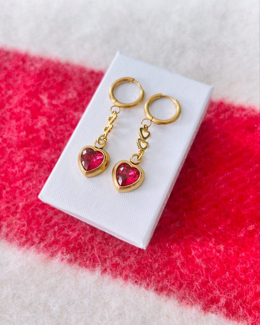 Crystal Heart Drop Earrings