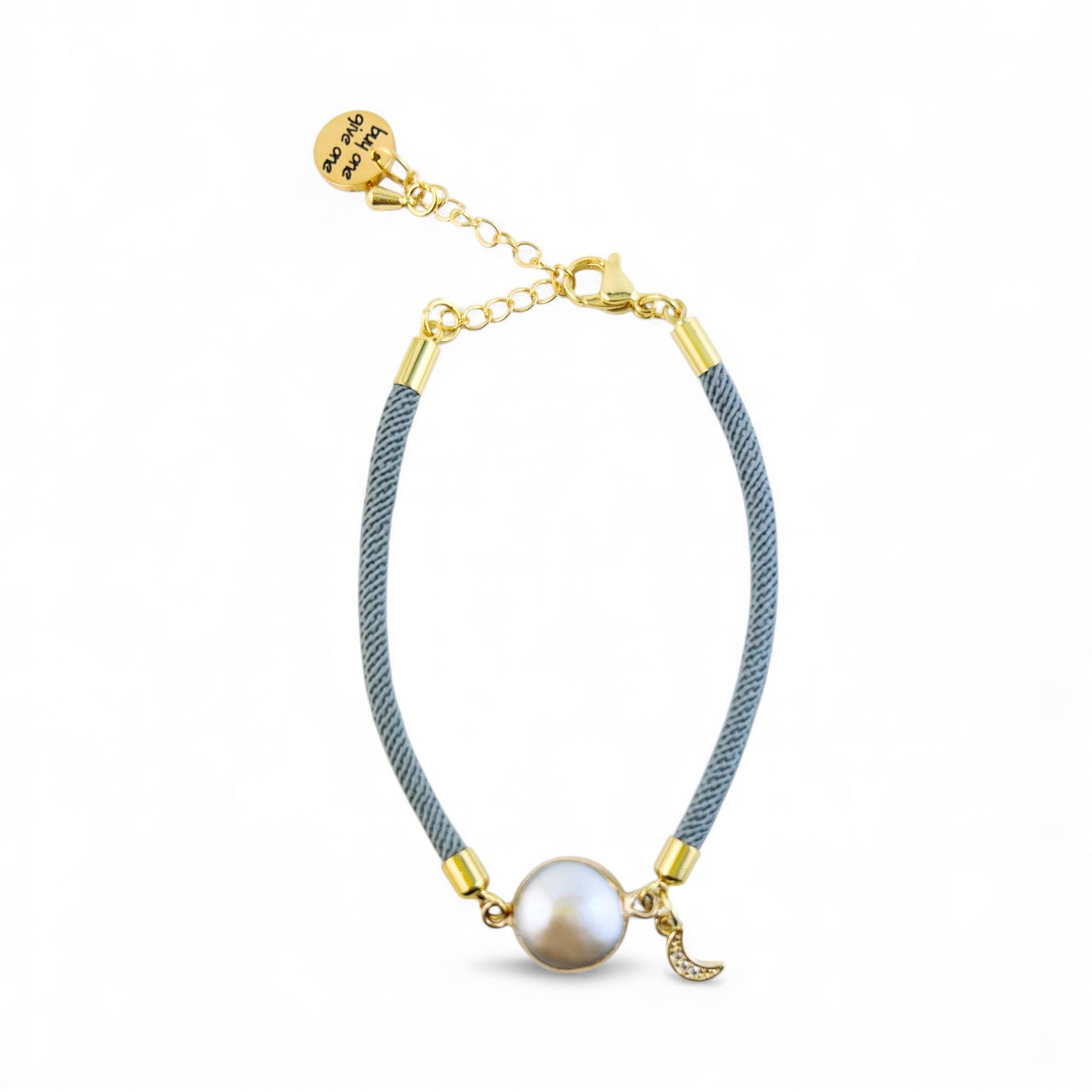 Keshi Pearl & Moon Cord Bracelet