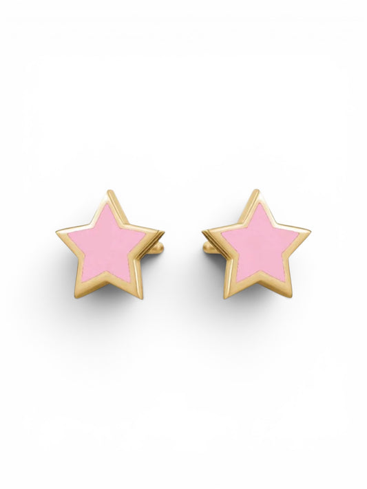 Pink Enamel Star Studs