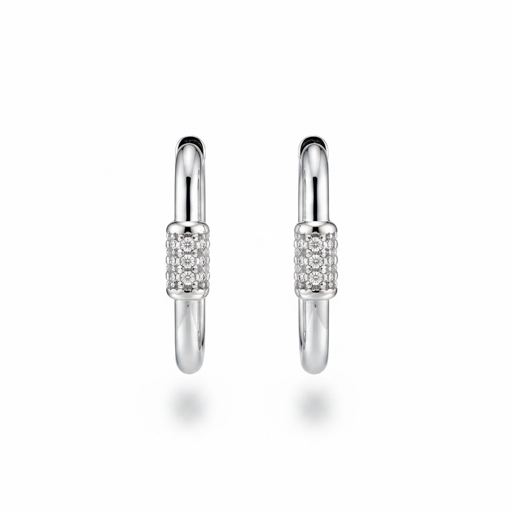 Medium size huggy with carabiner style cz accent
