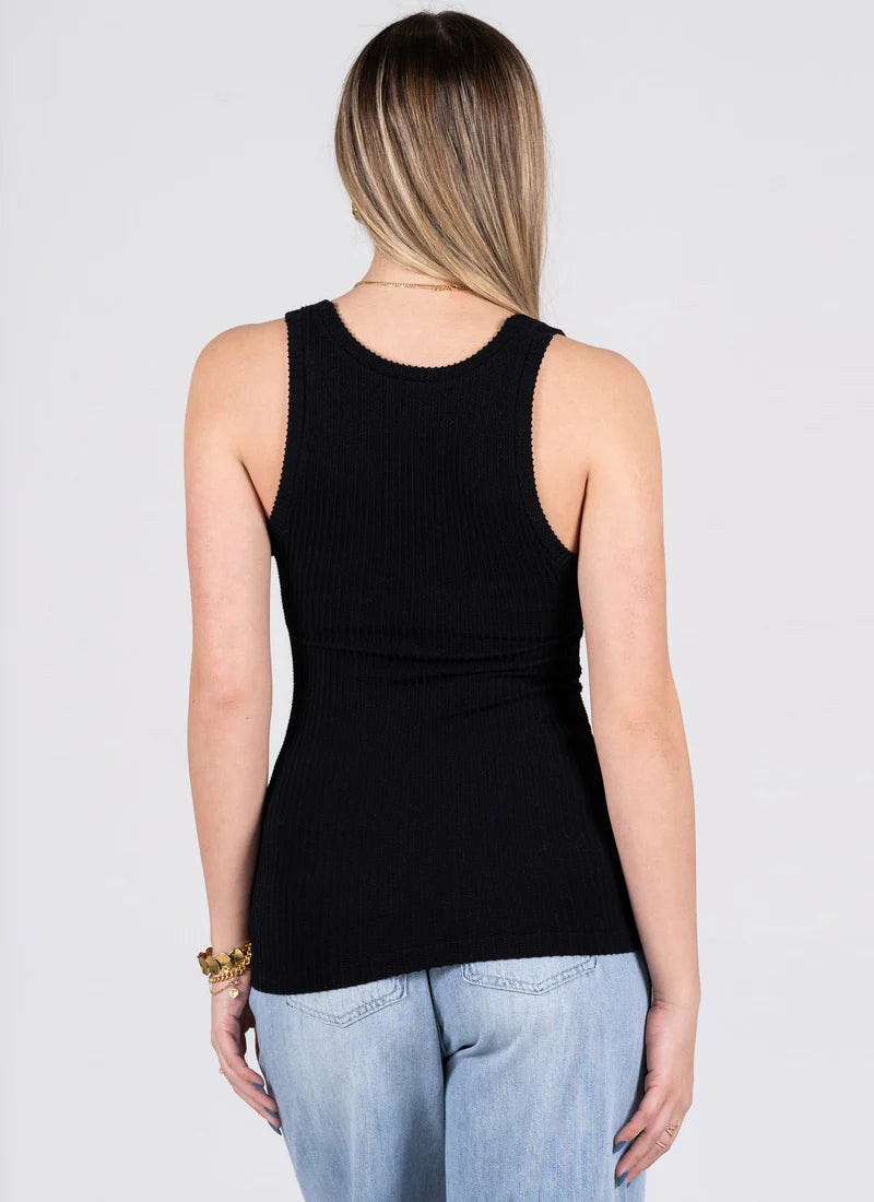 C'est Moi Seamless Textured Tank Black