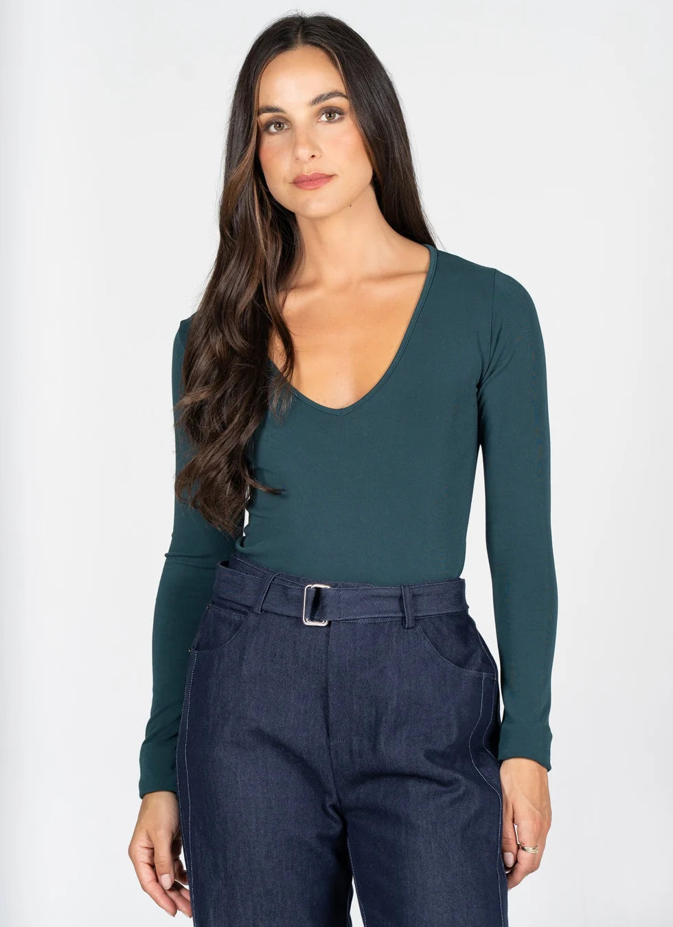 Bamboo Long Sleeve V- Neck Top
