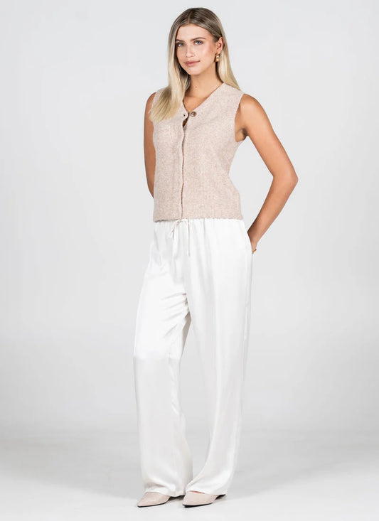C'est Moi Champagne Satin Straight leg Pant