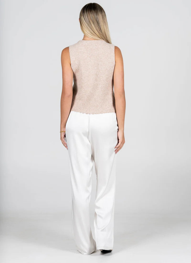 C'est Moi Champagne Satin Straight leg Pant