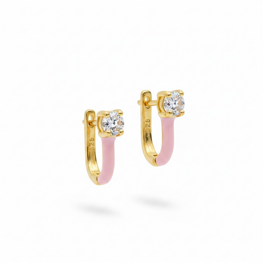 Crystal Pink Huggy Earring