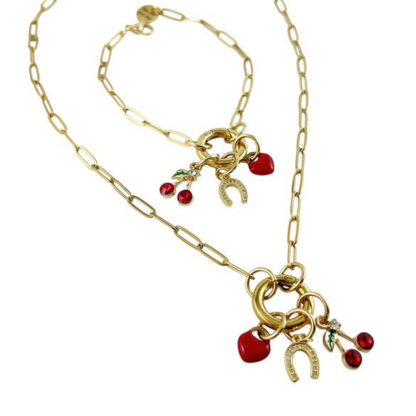 Limited Edition Dots and Baubles x Six n Stone Jewelry- Cherry Girl Necklace and Bracelet