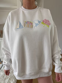 White Harbor Garden Embroidered Sweatshirt