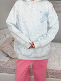 Pearl Grey Tropical Embroidered Sunkissed Hoodie