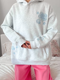 Pearl Grey Tropical Embroidered Sunkissed Hoodie