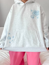 Pearl Grey Tropical Embroidered Sunkissed Hoodie
