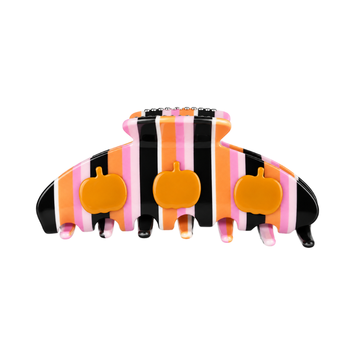 ROUNDED CLAW CLIP - Pumpkin Stripes