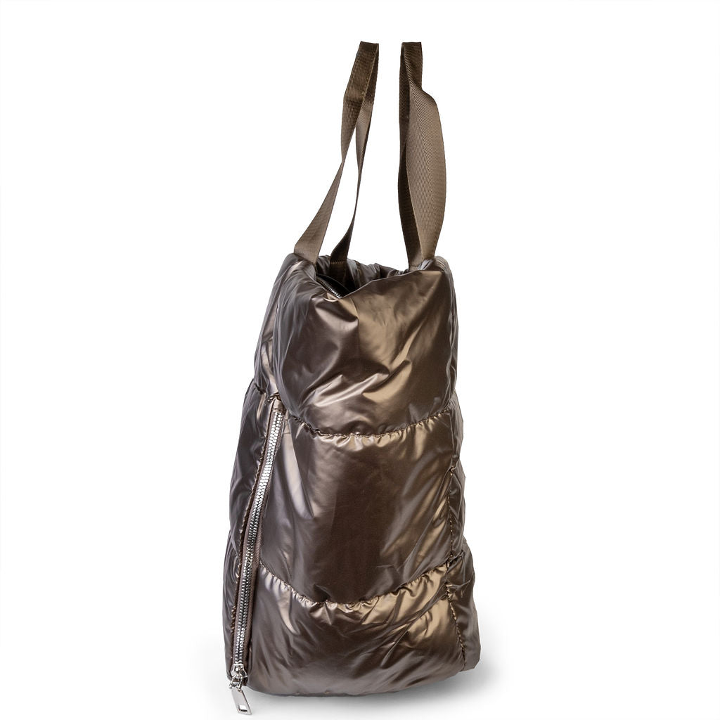 Panarama Puffer Tote- Bronze