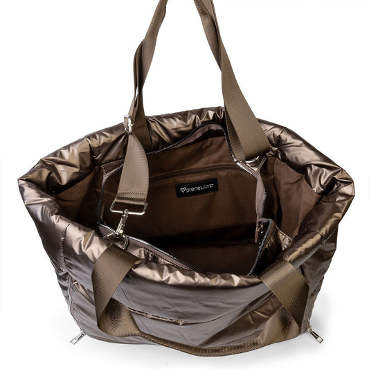 Panarama Puffer Tote- Bronze