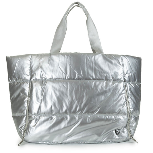 Panarama Puffer Tote- Silver