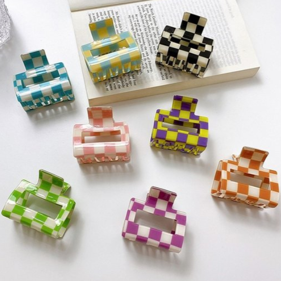 Retro Checkered Mini Hair Clip