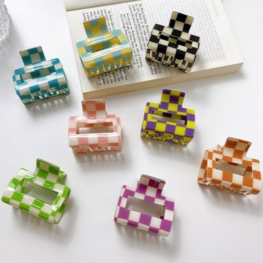Retro Checkered Mini Hair Clip